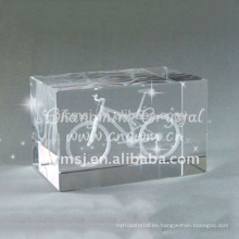 Cubo de cristal con 3d Laser Bicycle For Business Gift